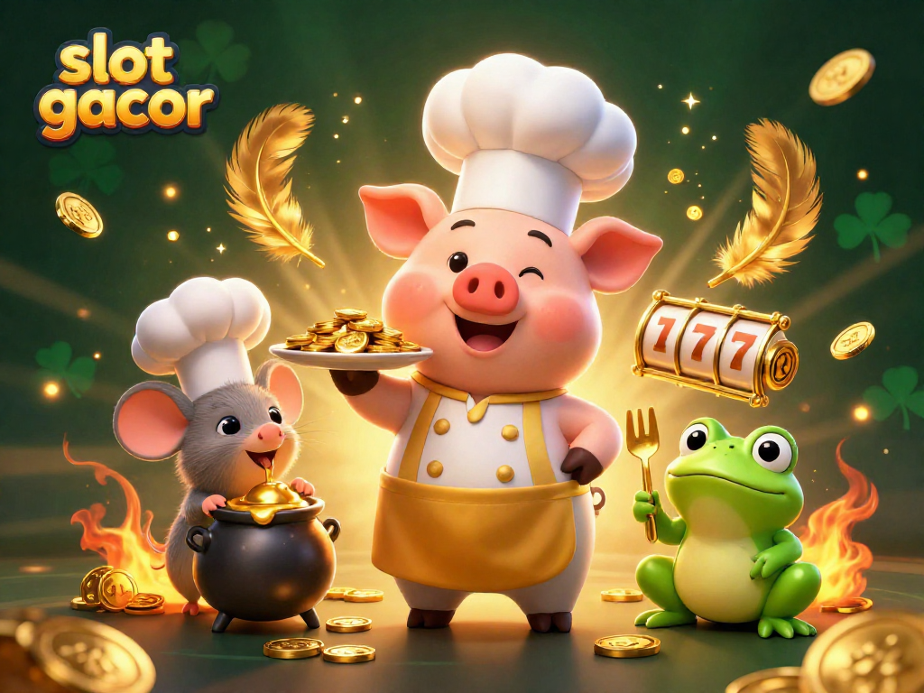 Memenangkan jackpot dengan slot gacor dalam gambar kartun kasino yang penuh warna