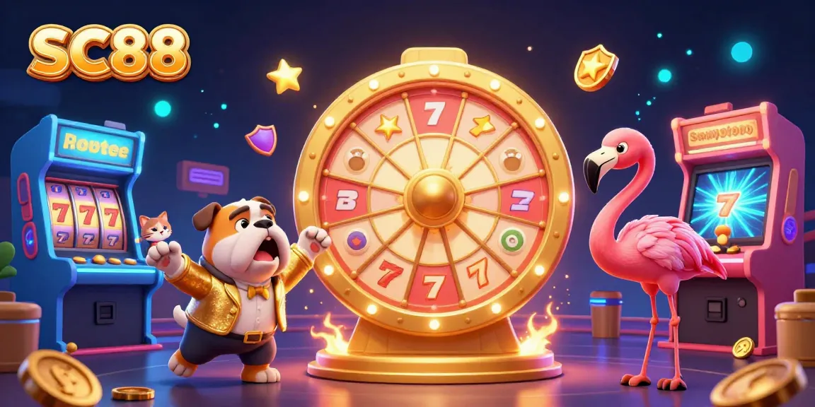Engage with SC88's thrilling prize wheel game in an exciting 3D casino scene.