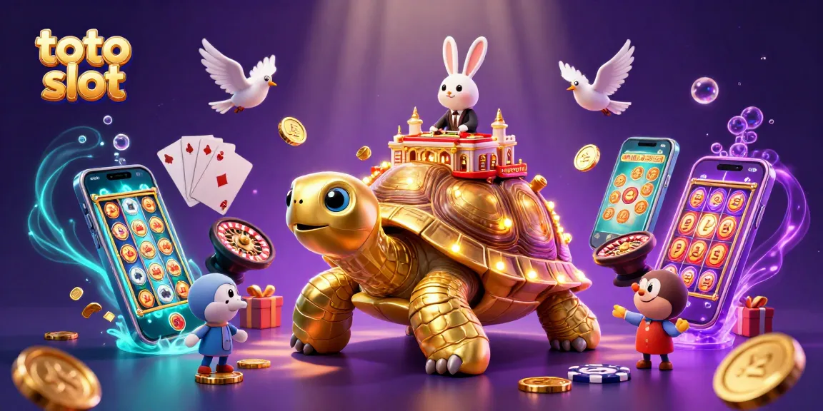 Experience thrilling toto slot games with vibrant characters and dynamic casino elements in this captivating illustration.
