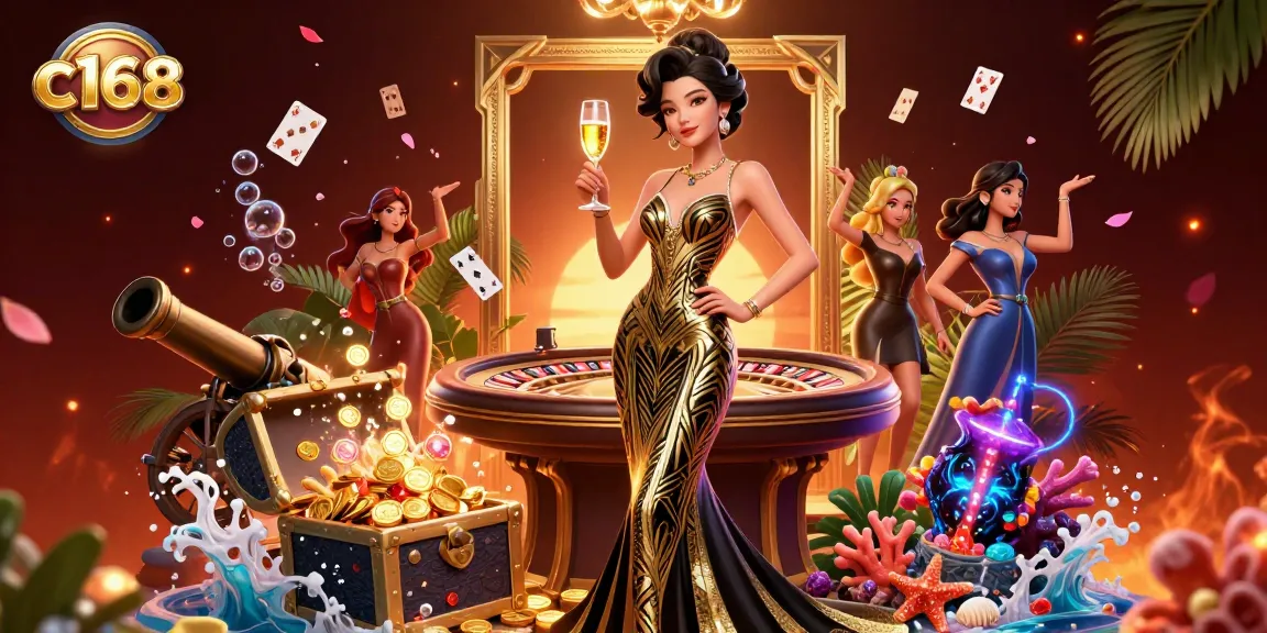 Experience thrilling gambling at c168 with an elegant casino scene showcasing luxury and excitement.