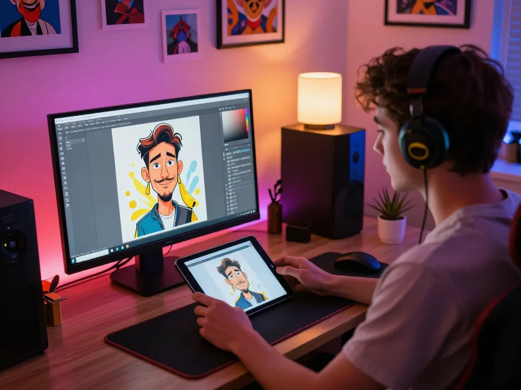 Creating a Chatgpt caricature using Nano Banana Pro on an engaging online setup.