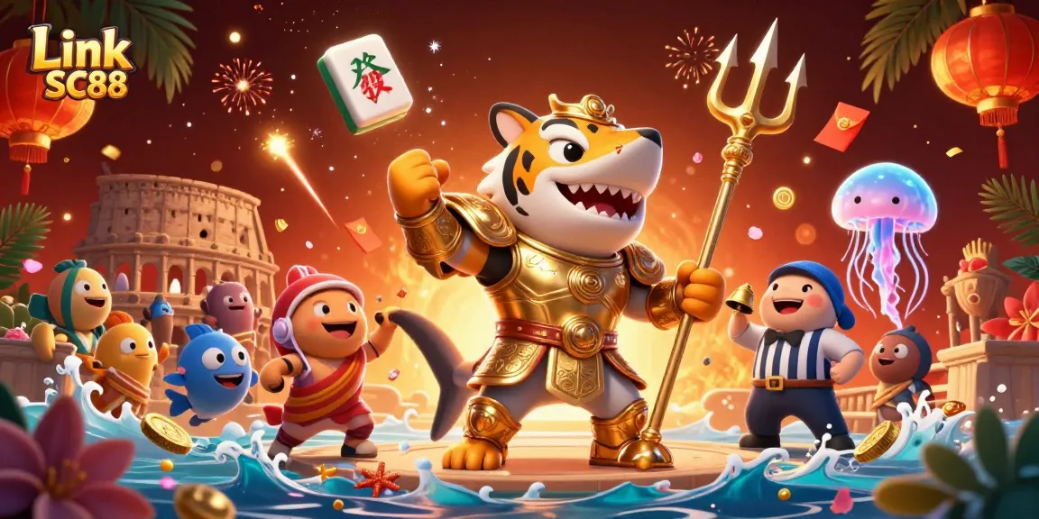 Engage exhilarating action at Link SC88 with a triumphant tiger shark in an underwater gambling arena.