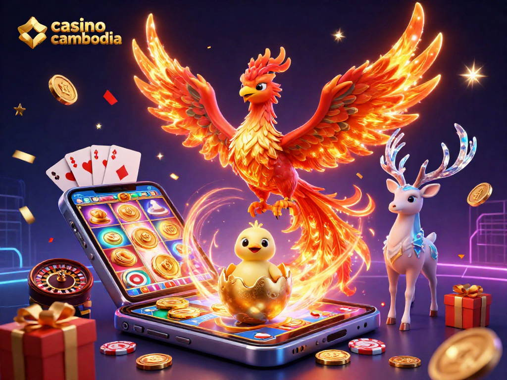 Experience thrilling action at casino Cambodia with a vibrant 3D phoenix scene celebrating gaming.