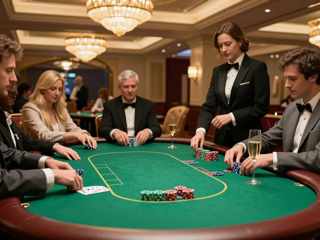 Bbet high-stakes poker gameplay in a luxurious casino VIP area with elegant decor.