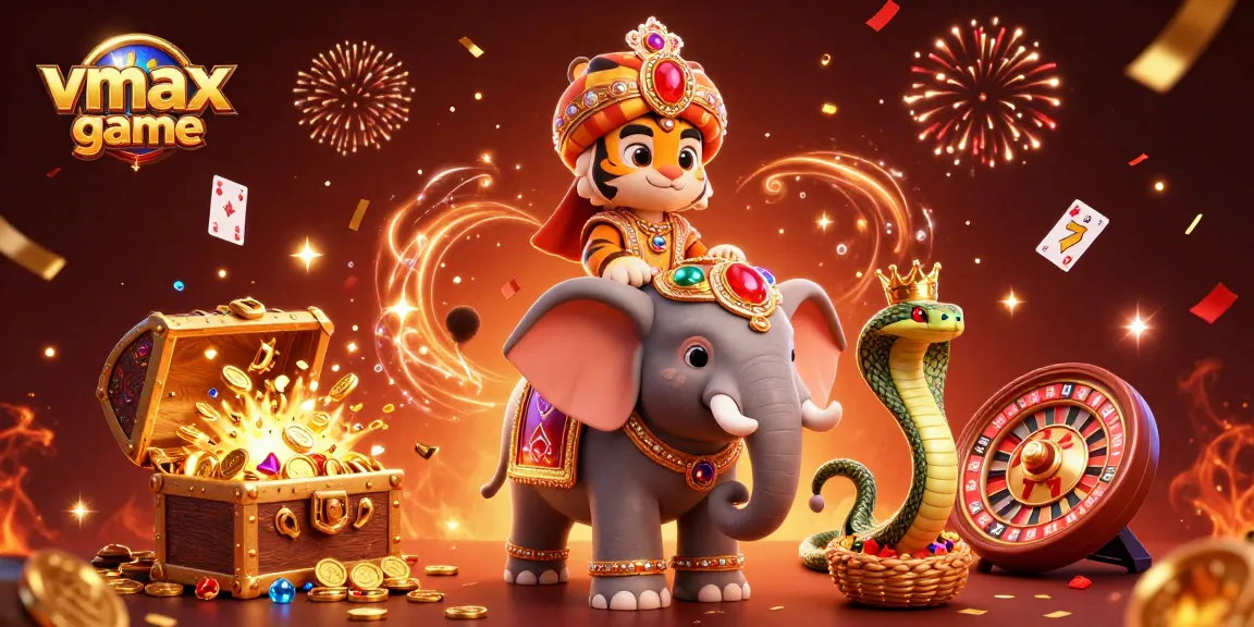 Experience the vibrant vmax game casino atmosphere with spinning reels and festive energy.