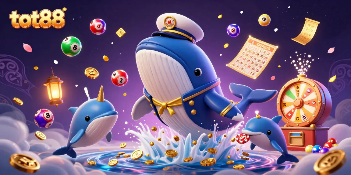 Join the fun at tot88 with vibrant lottery balls and playful casino characters!