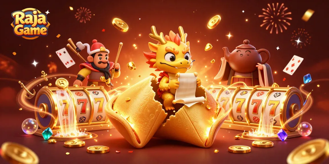 Win exciting rewards at Raja Game with thrilling slot reels and vibrant casino-themed characters.