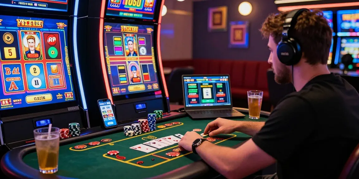 Exciting gaming atmosphere at credit card casinos UK with vibrant slot machines and payment options for players.