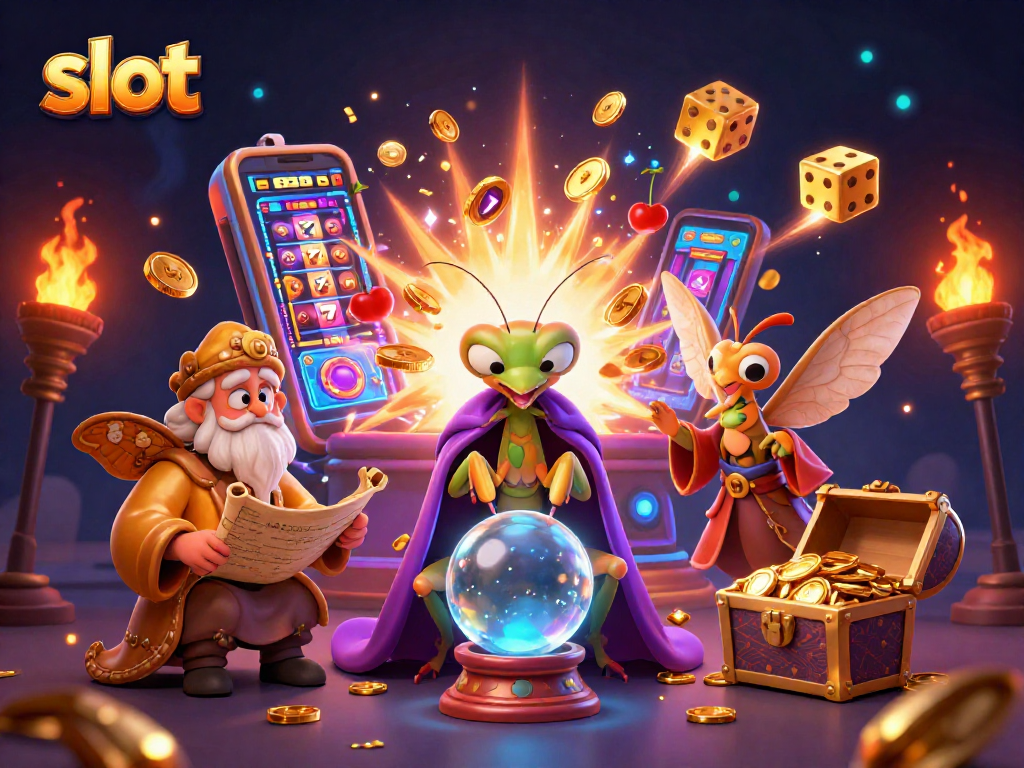 Experience thrilling slot gameplay with exciting symbols and vibrant casino aesthetics.