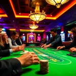 Experience the thrill of blackjack casino gameplay with focused players and an engaging dealer.