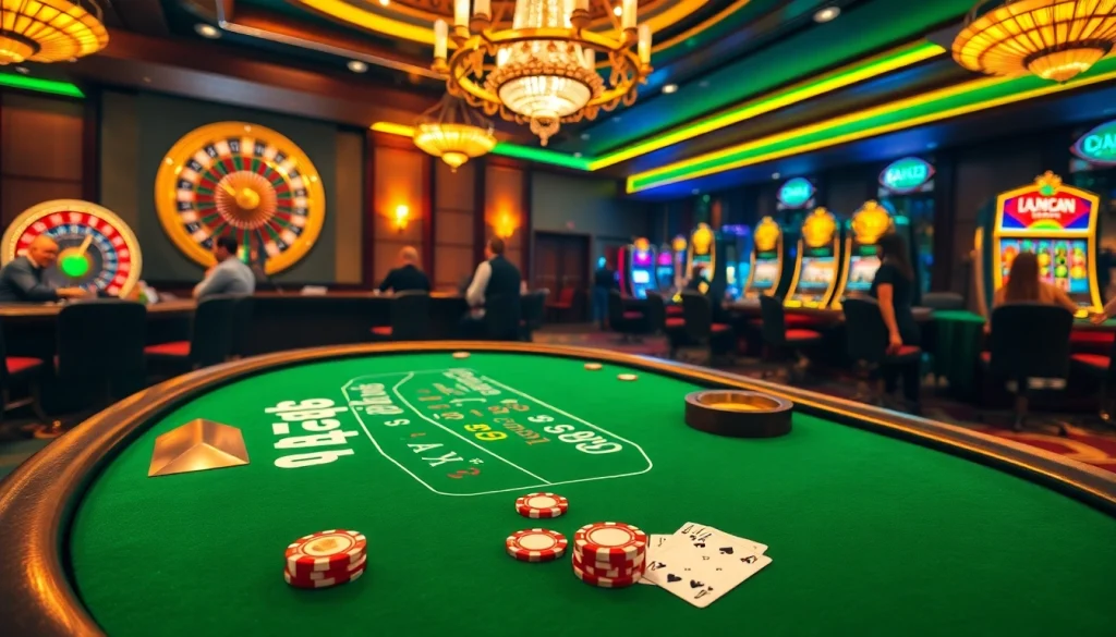 Players enjoying a vibrant game at Nhà Cái BJ888's casino tables.