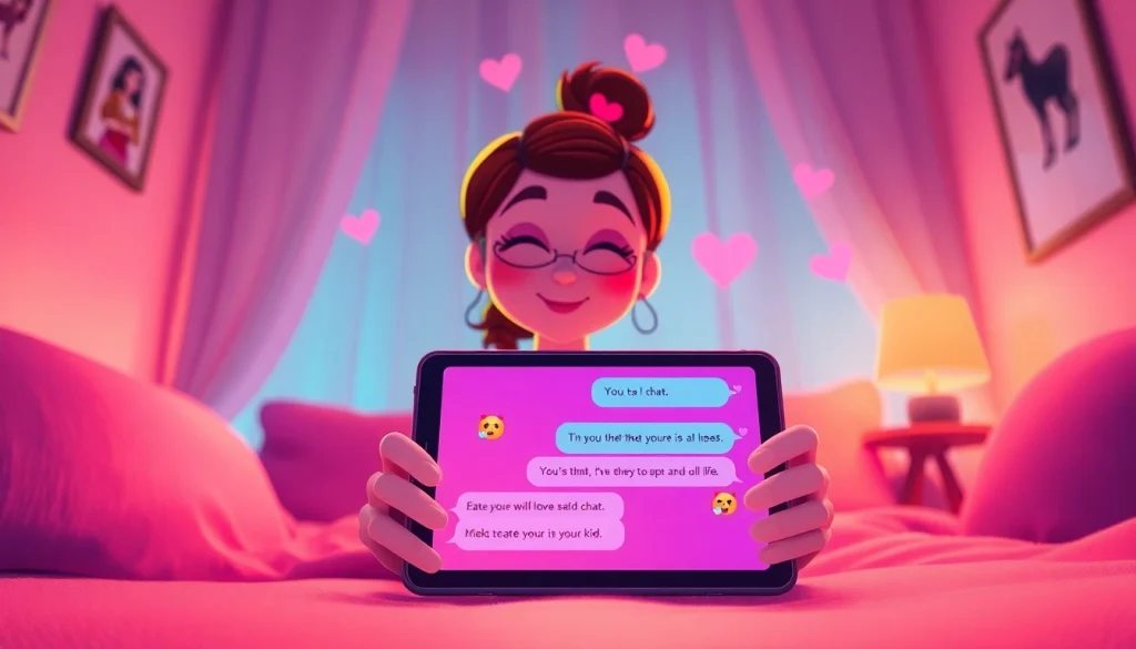 Engaging scene of a virtual girlfriend AI chat, embodying the concept of sex ai chat in a cozy digital space.
