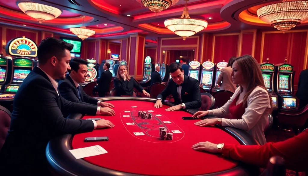 Engaged players at a poker table, experiencing excitement at https://mm88.vegas/ casino.