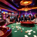 Exciting casino atmosphere with players enjoying 88bet on modern gaming tables.