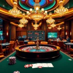 Players placing bets at a stunning roulette table in a luxurious casino environment, featuring 5Z7779 com.