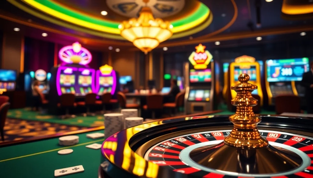 Experience the excitement of XX 88 with poker chips and vibrant slot machines in a luxury casino setting.