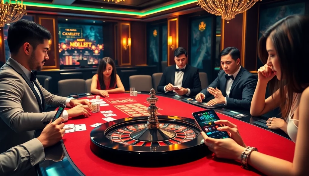 Enjoying a thrilling game on the ink vao 12bet platform at a luxurious casino table.