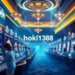 Captivating scene of online gambling with hoki138 theme showcasing vibrant slots and energetic players.