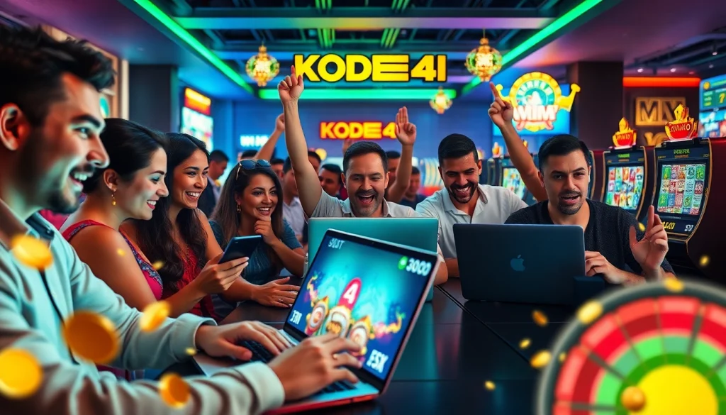 KODE4D link showcasing players engaged in exciting online slot games with vibrant visuals.