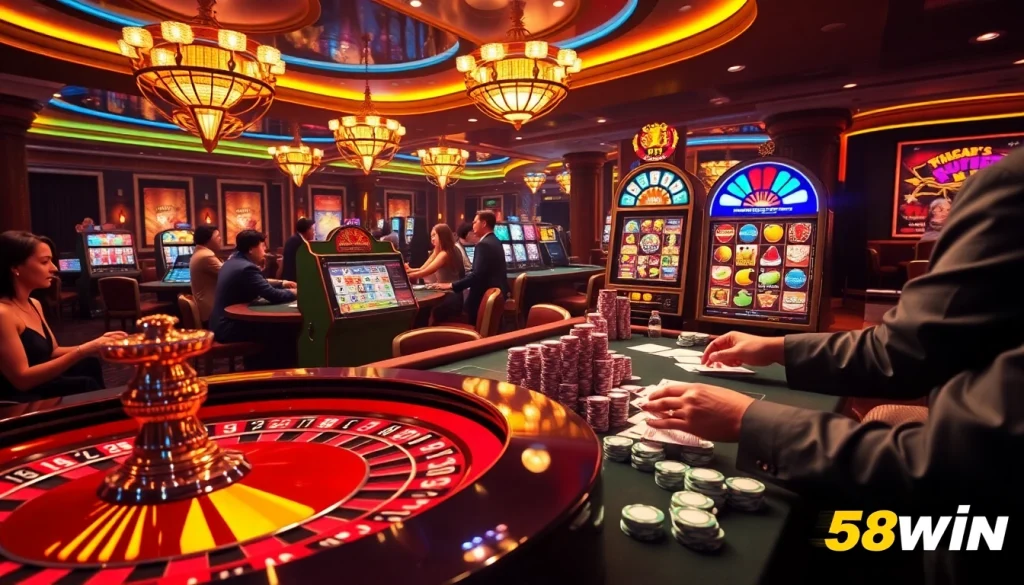Experience thrilling gameplay at 58win with vibrant casino tables and exciting betting action.