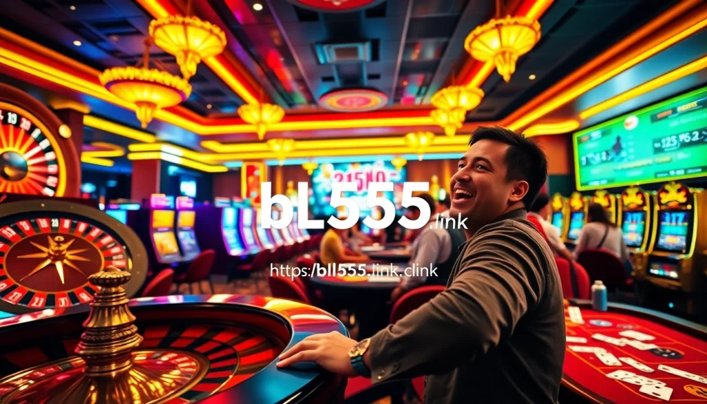 Experience thrilling gambling at https://bl555.link/ with vibrant slot machines and roulette tables.