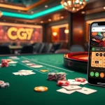 Trải nghiệm sự hứng khởi của ứng dụng cg79 trên chiếc điện thoại thông minh thanh lịch giữa một casino sôi động.