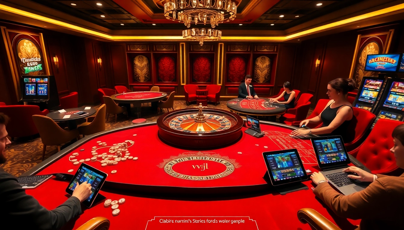 Engage in exciting casino games at vvjl, showcasing stunning roulette and blackjack tables.