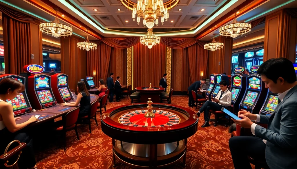 Experience exciting gameplay and access login rajatoto88 at a luxurious casino setting.