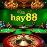 Players engaging in exciting games at hay88 casino, with chips and roulette wheel.