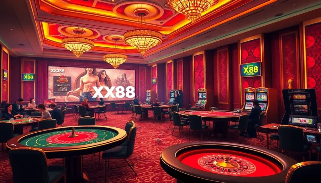 Experience the excitement at XX88 casino with vibrant gaming tables and thrilling online interfaces.