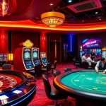 S8 nhà cái casino scene showcasing an exciting online gambling environment with vibrant slot machines and roulette.