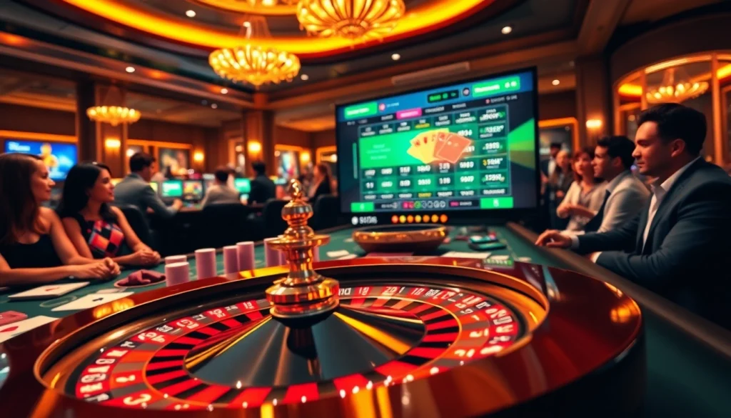 Players enjoying a thrilling BK8Thai online casino experience with vibrant tables and engaging graphics.