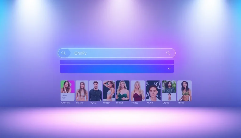 OnlyFans Search interface showcasing diverse creators, vibrant colors, and user-friendly features.