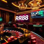 Experience the thrill of RR88 Auction with vibrant poker chips and an elegant roulette wheel.