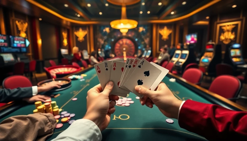 Winning at blackjack with mk8th.net, showcasing excitement and strategy in a luxurious casino.