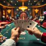 Winning at blackjack with mk8th.net, showcasing excitement and strategy in a luxurious casino.