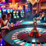 Experience the excitement of EEJL gaming at a vibrant casino filled with roulette tables and eager players.
