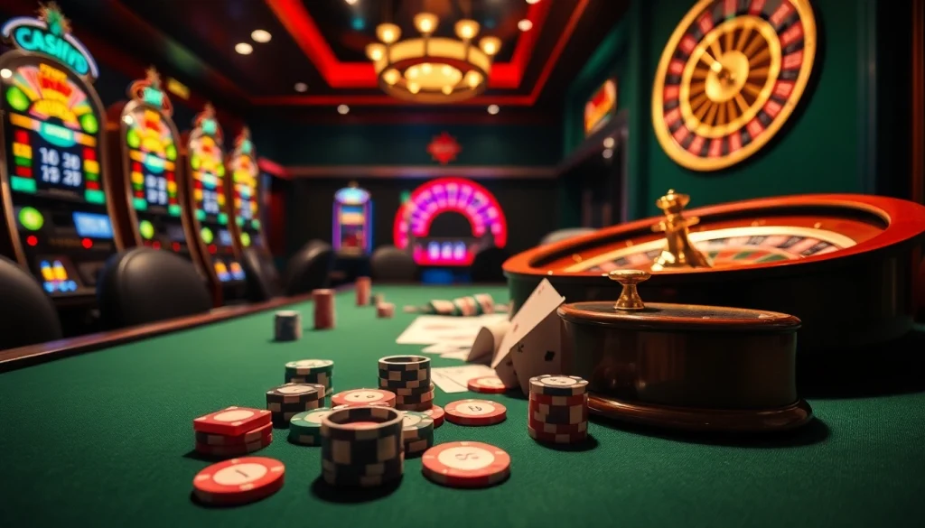 Experience thrilling gameplay at Boosterjp with vibrant casino tables and slot machines.