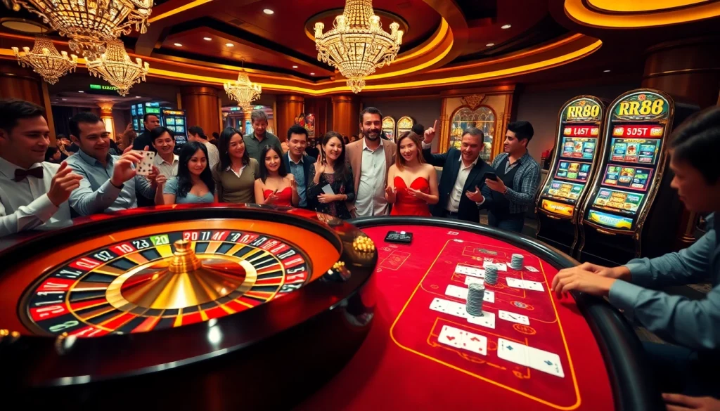 Players enjoying the excitement of RR88 casino games at a luxury table.