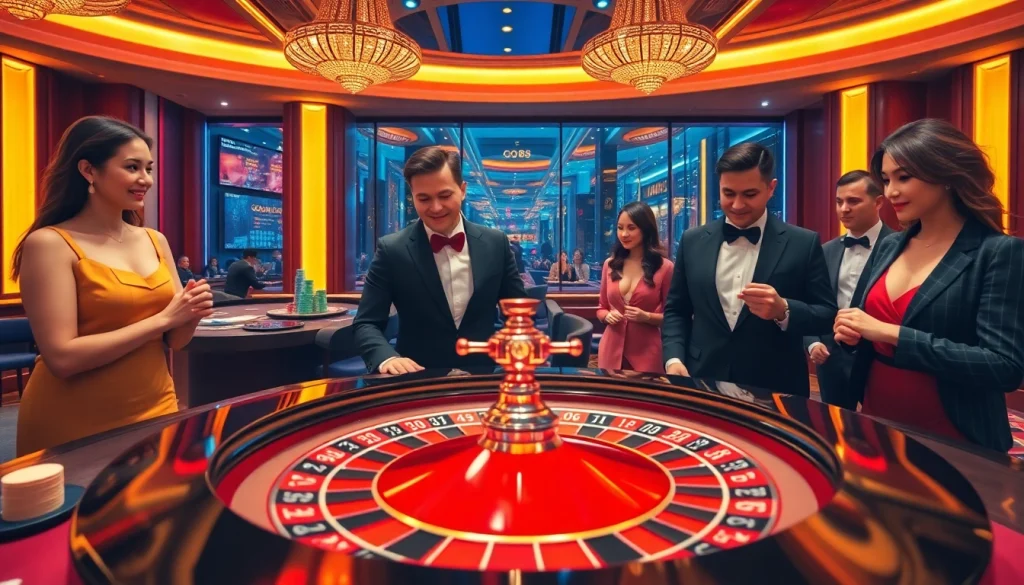 GO88 casino scene with live dealer, roulette wheel, and vibrant gameplay atmosphere.