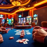 Experience thrilling poker action at EEJL casino with vibrant tables and elegant chips.