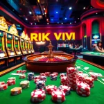 Experience the excitement of gambling at RIK VIP's online casino with vibrant slot machines and poker tables.