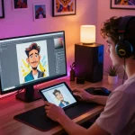 Creating a Chatgpt caricature using Nano Banana Pro on an engaging online setup.