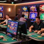 Excited gamers enjoying various games at gamebaidoithuong.is, showcasing a vibrant online casino environment.