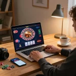Players engaging with live dealer games on Sunwin online casino platform from a cozy home setting.