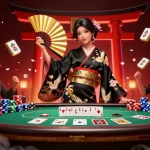 Bento4d menampilkan aksi poker yang intens dengan karakter yang stylish dan elemen dinamis di sekitar pemandangan kasino yang cerah.