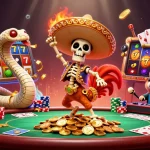 Spin and win on KENZOTOTO with an exciting illustration of a festive casino scene featuring colorful slot machines and vibrant characters.