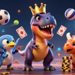 ดูหนัง ภาพการ์ตูน T-Rex เล่นไพ่กับซูเปอร์พายุมิตร ขณะที่ไทรเซอราทอปกำลังเรียงชิปทอง