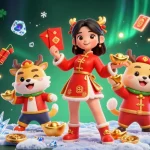 Enjoy seamless lottery action at Pakde4D with a vibrant Asian celebration illustration featuring digital coins.