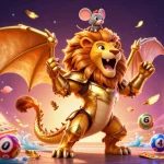 Spectacular keonhacai3 3D scene showcasing a triumphant chimera with a mouse jockey among magical casino elements for thrilling gambling action.